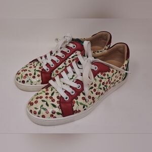 Christian Louboutin Seava Cherry Print Low Top Sneakers Shoes 38 EU / 8 US